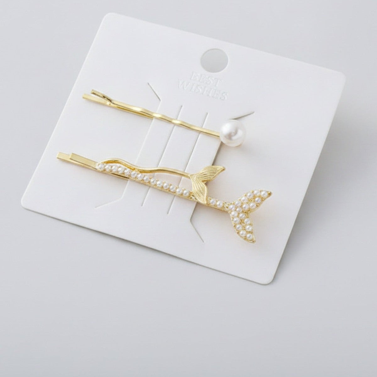 Pearl Mermaid Tail Gold Hair Clips Set – hair accessories (view 1)