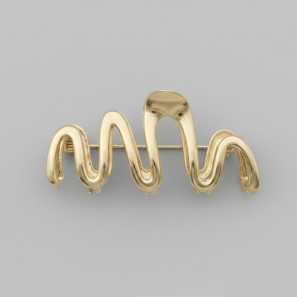 Gold Wavy Hair Claw Clip