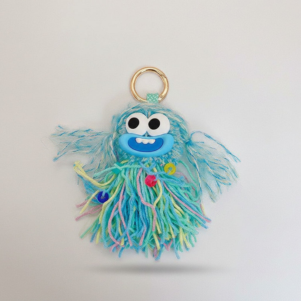 Fuzzy Monster Acrylic Keyring With Charms - Blue – novelty & toys (view 1)