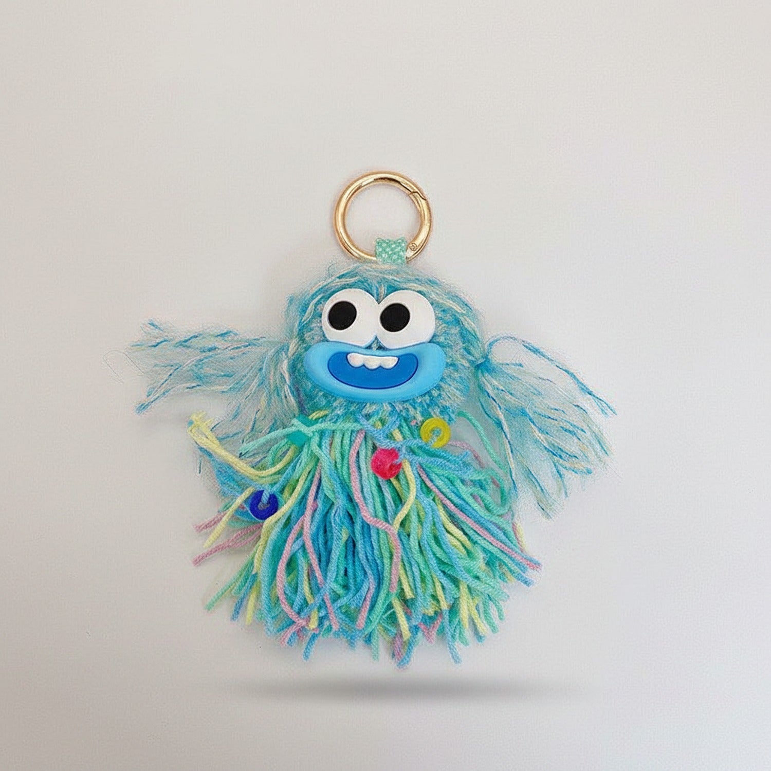 Fuzzy Monster Acrylic Keyring With Charms - Blue