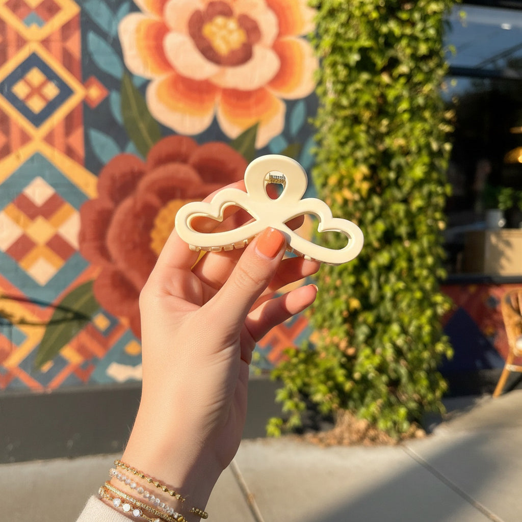 Cream Butterfly Hair Claw Clip