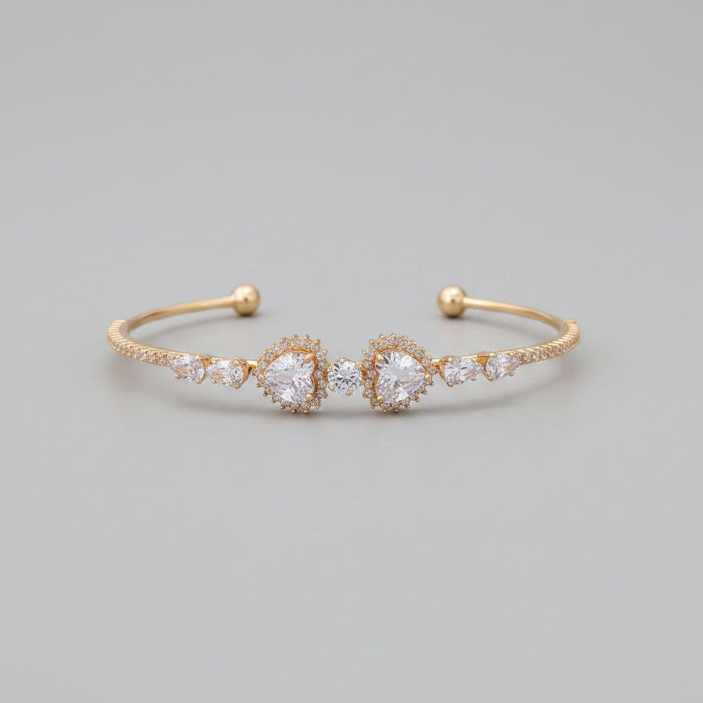 Gold Crystal Rhinestone Halo Cuff Bracelet