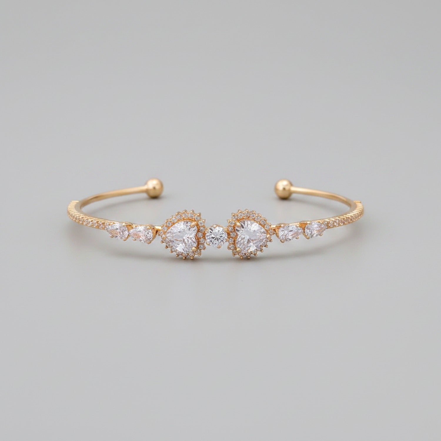 Gold Crystal Rhinestone Halo Cuff Bracelet
