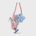 Blue Gingham Flower Phone Charm Strap