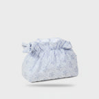Floral Quilted Cosmetic Bag With Bow Closure