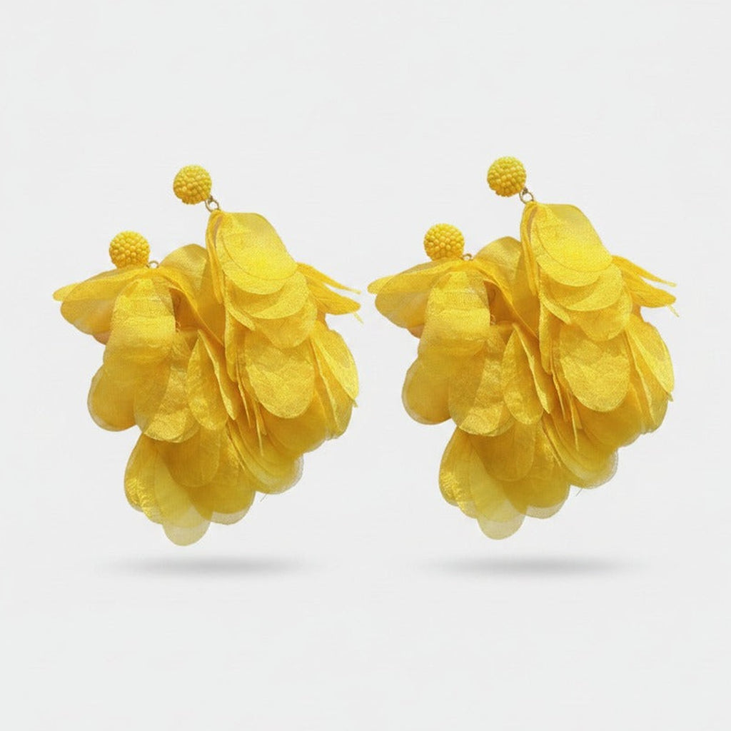 Pom Pom Petal Drop Earrings - Type 2