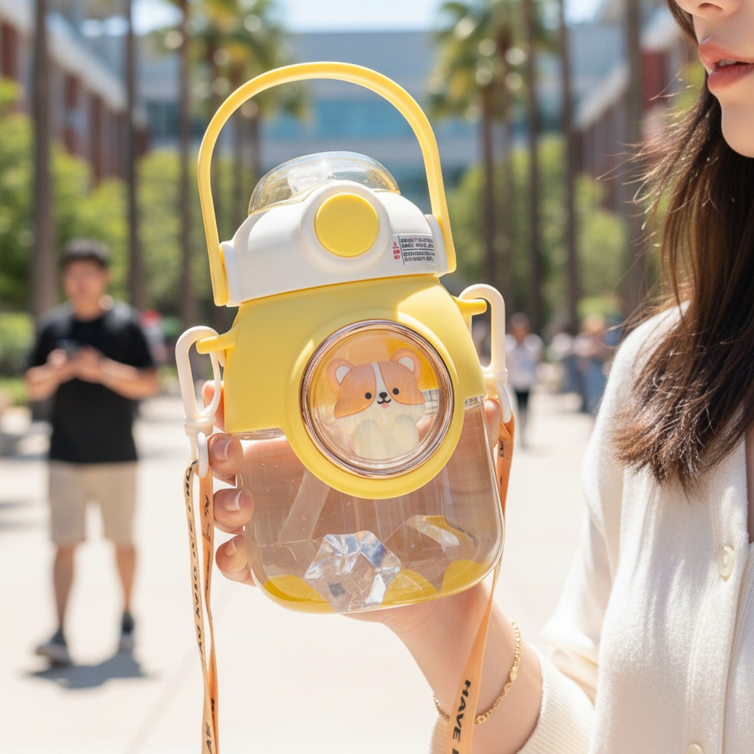 Yellow Pet Dome Tumbler With Handle