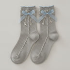 Gray Plaid Bow Crew Socks – apparel accessories (view 1)