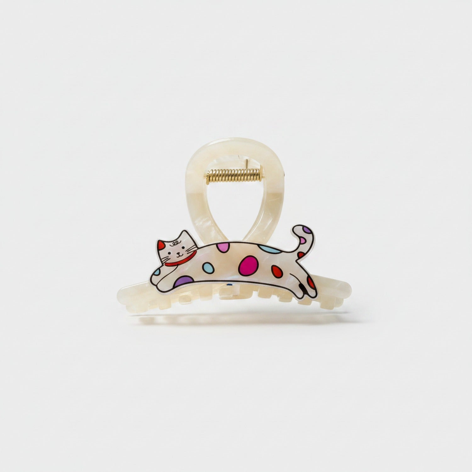 Colorful Polka Dot Cat Hair Claw Clip