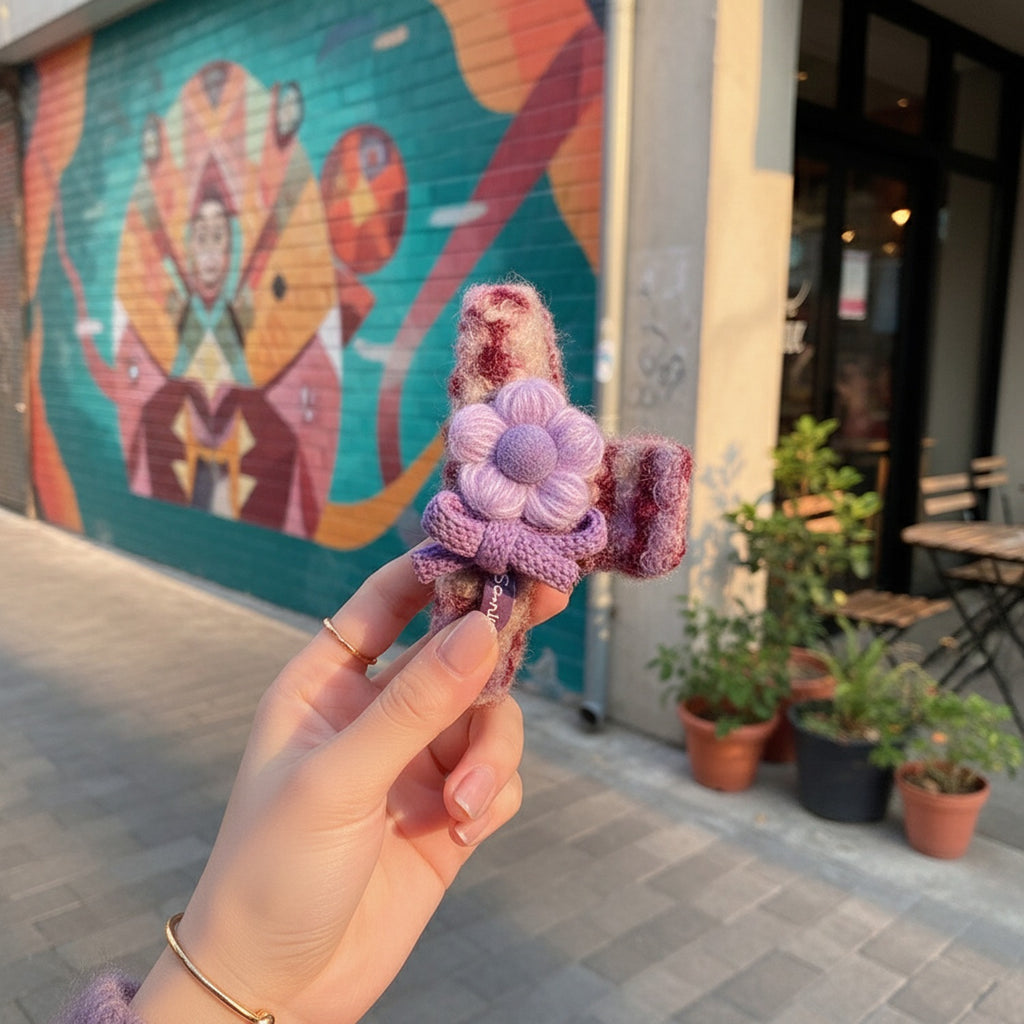 Fuzzy Plush Flower Hair Claw Clip