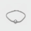 Silver Cushion Cut Diamond Rhinestone Tennis Bracelet