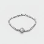 Silver Cushion Cut Diamond Rhinestone Tennis Bracelet