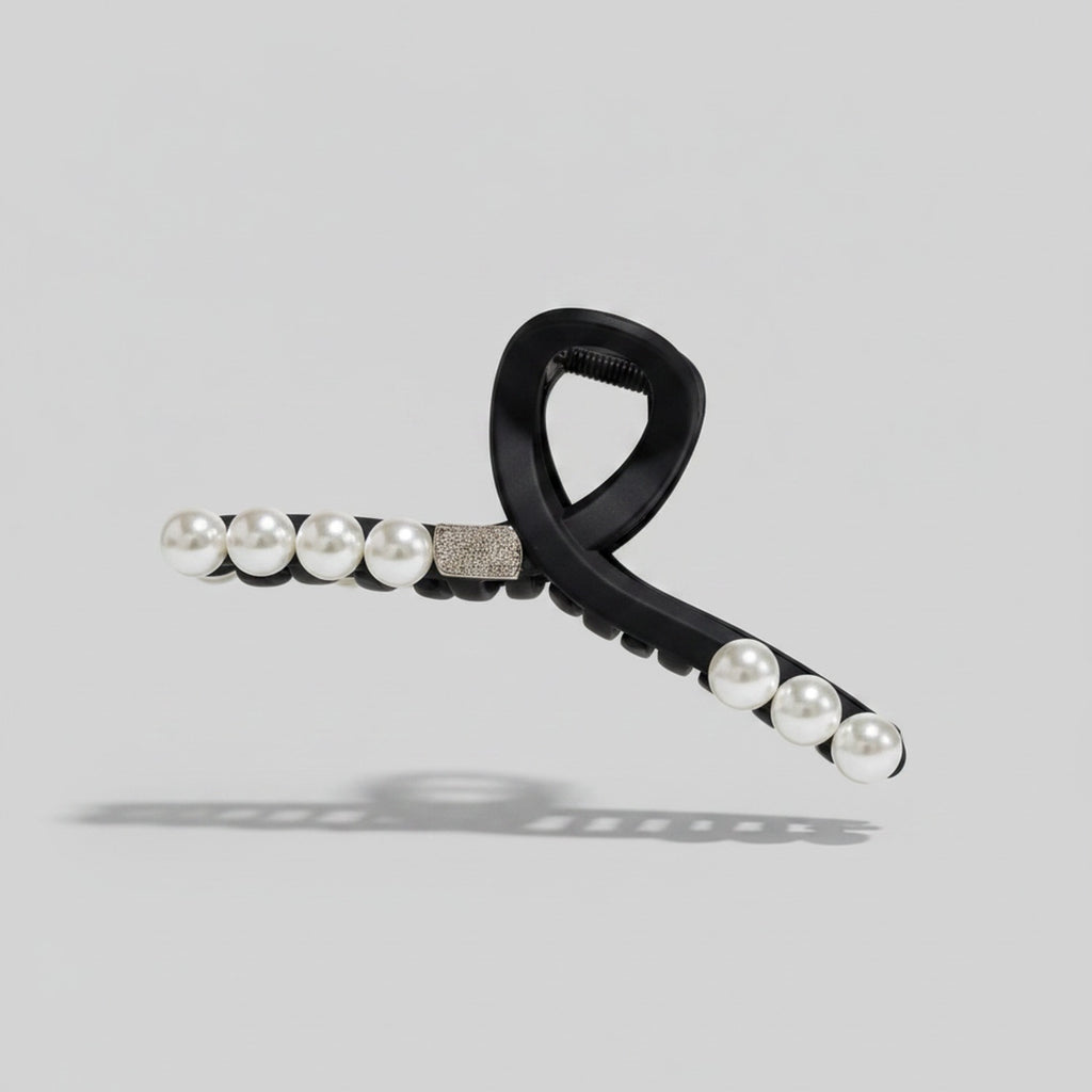 Black Pearl Beaded Hair Claw Clip