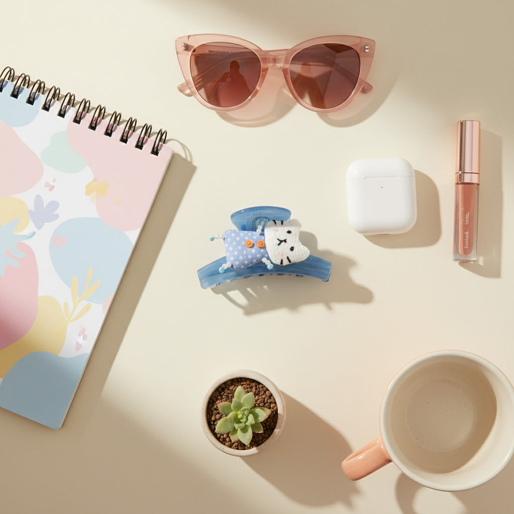 Blue Polka Dot Cloud Hair Claw Clip