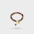 Multicolor Tourmaline Beaded Bracelet With Gold Charm