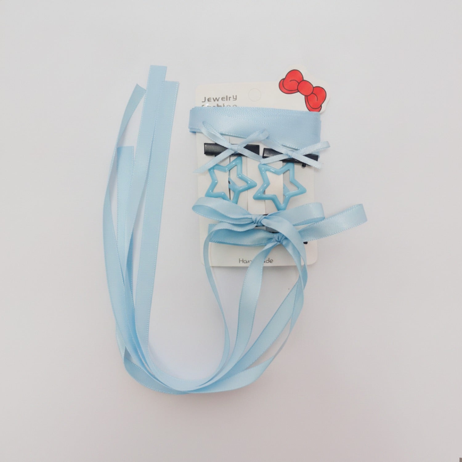 Star Bow Hair Clip Set Blue
