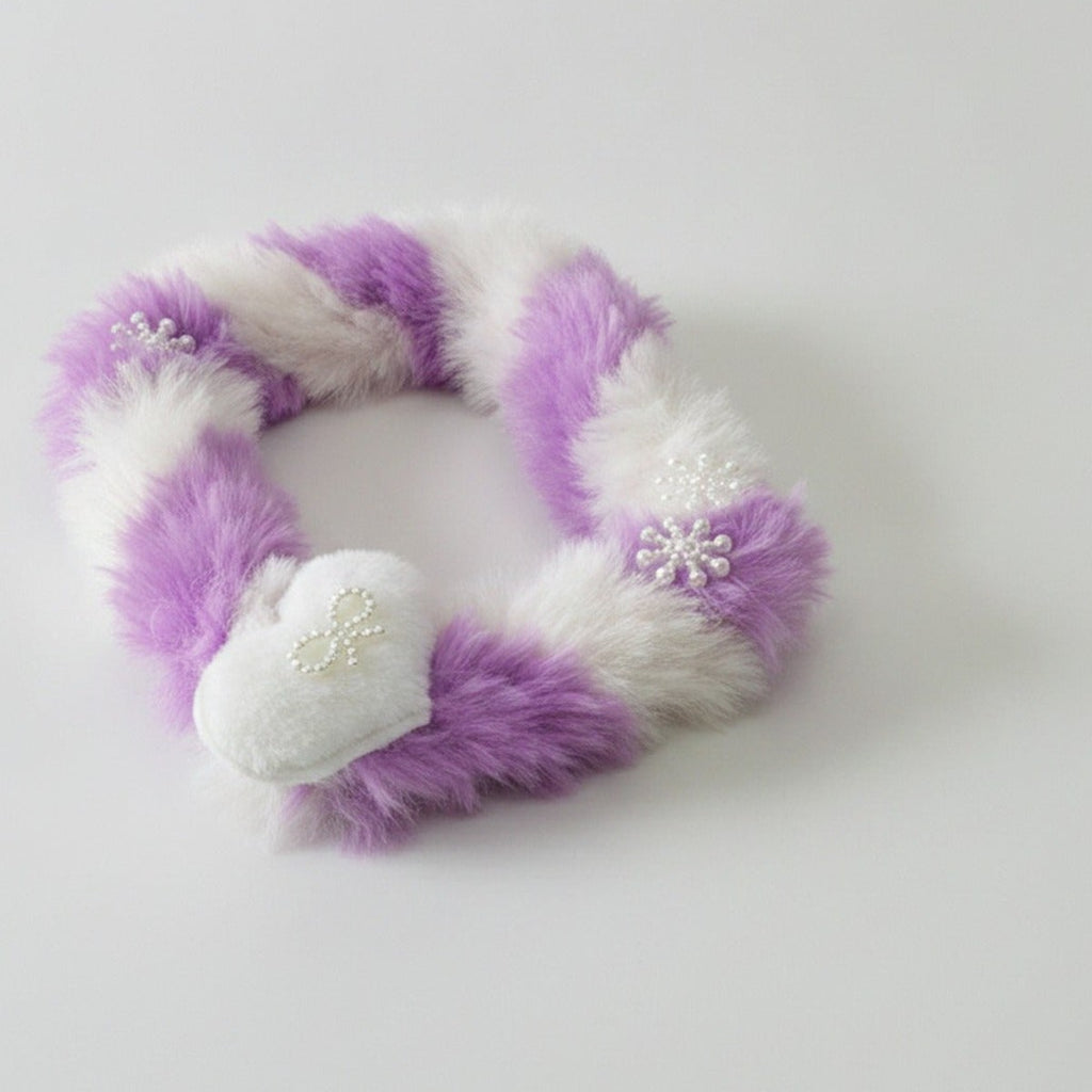 Fuzzy Anime Character Charm - White & Purple