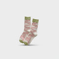 Wavy Stripe Crew Socks Pink Green
