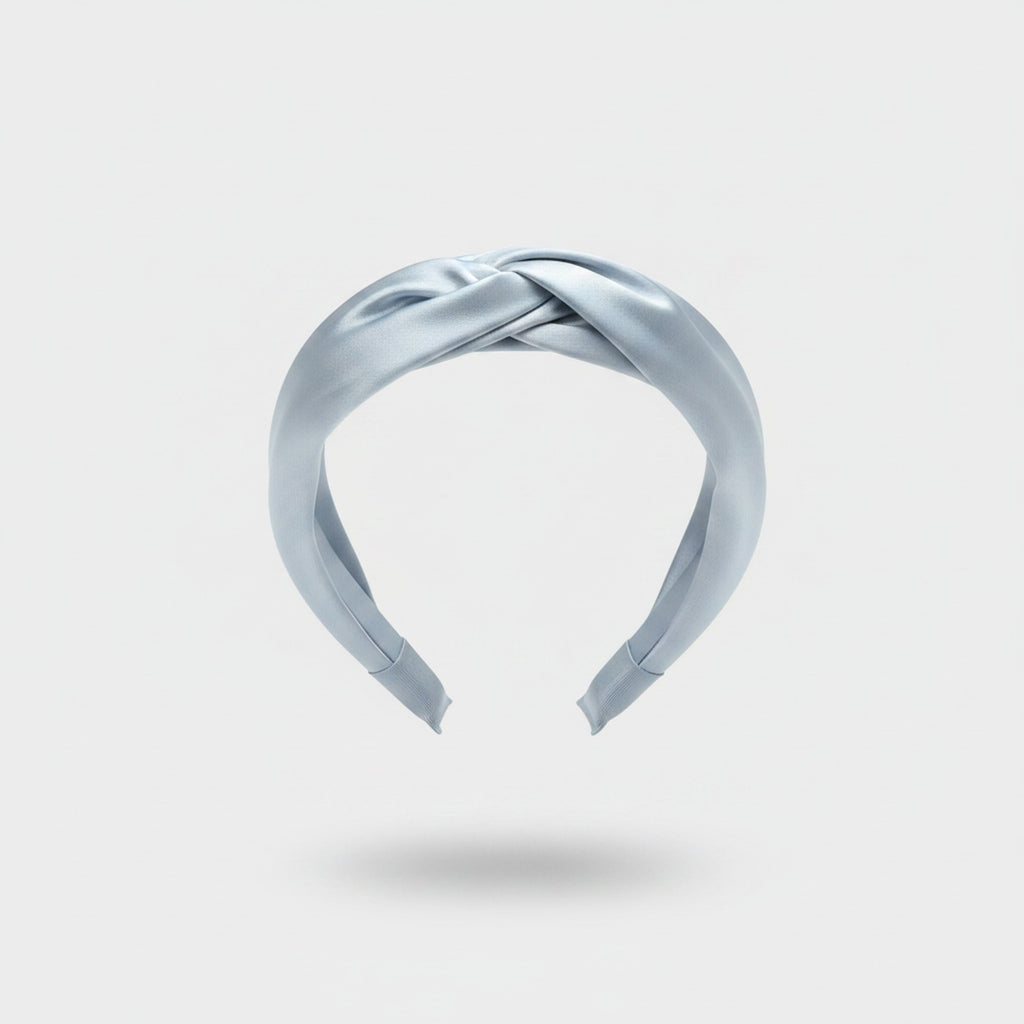 Satin Twisted Knot Headband Light Blue