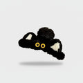 Black Fuzzy Cat Hair Claw Clip