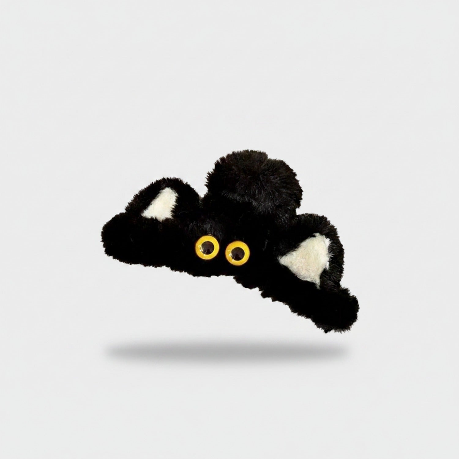 Black Fuzzy Cat Hair Claw Clip