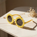 Daisy Flower Round Sunglasses Yellow