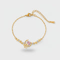 Pink Heart Moon Bow Gold Bracelet