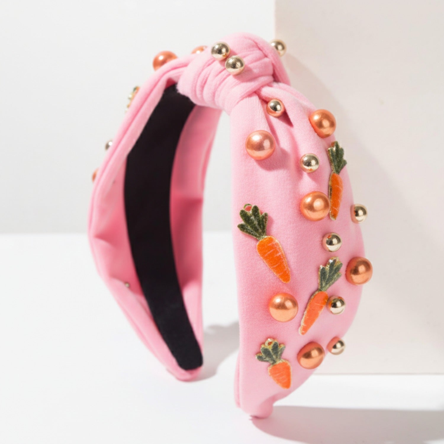 White Carrot Beaded Padded Headband