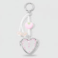 Heart-Shaped Acrylic Keyring With Rhinestones And Charm
