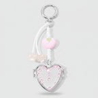 Heart-Shaped Acrylic Keyring With Rhinestones And Charm