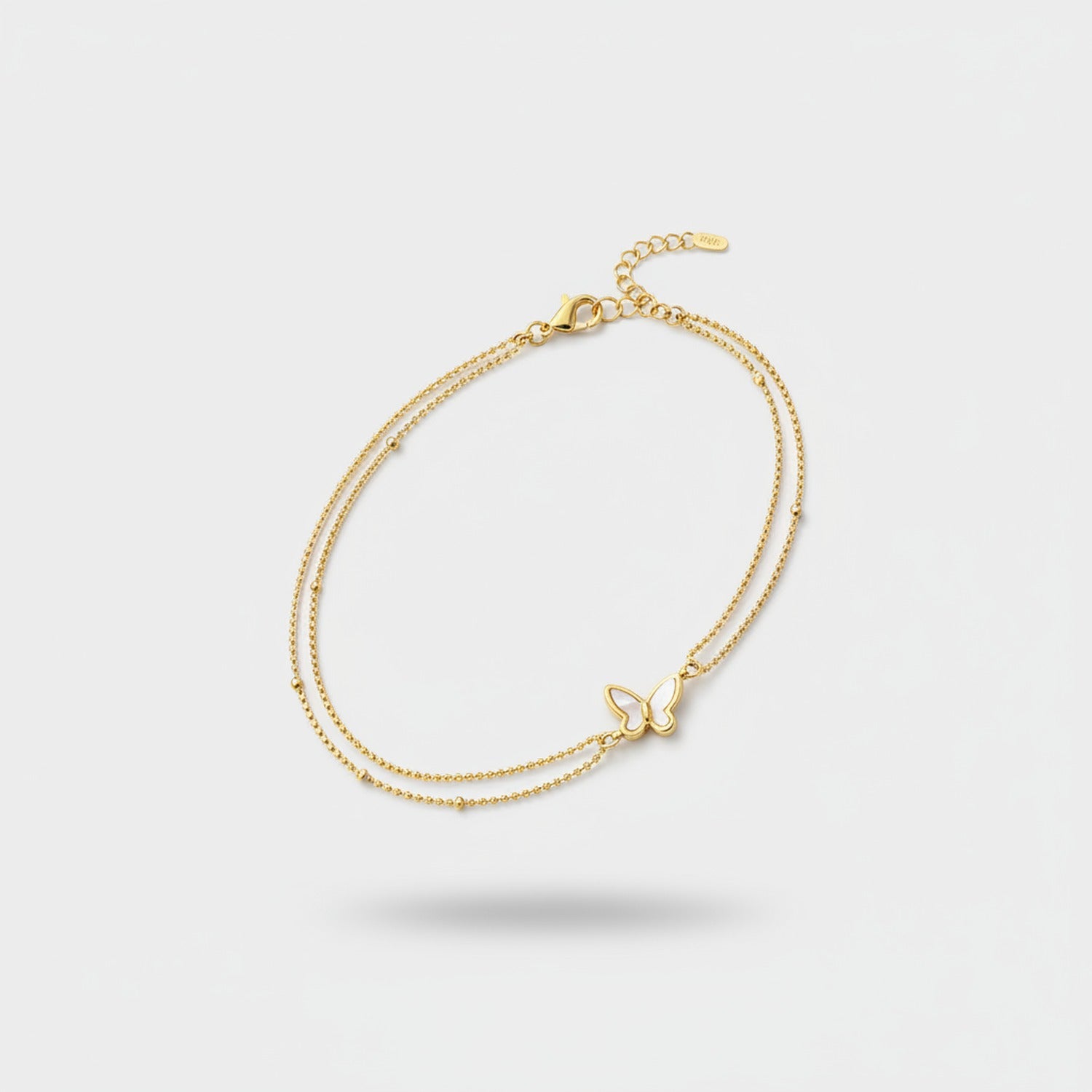 Gold Double Chain Butterfly Bracelet