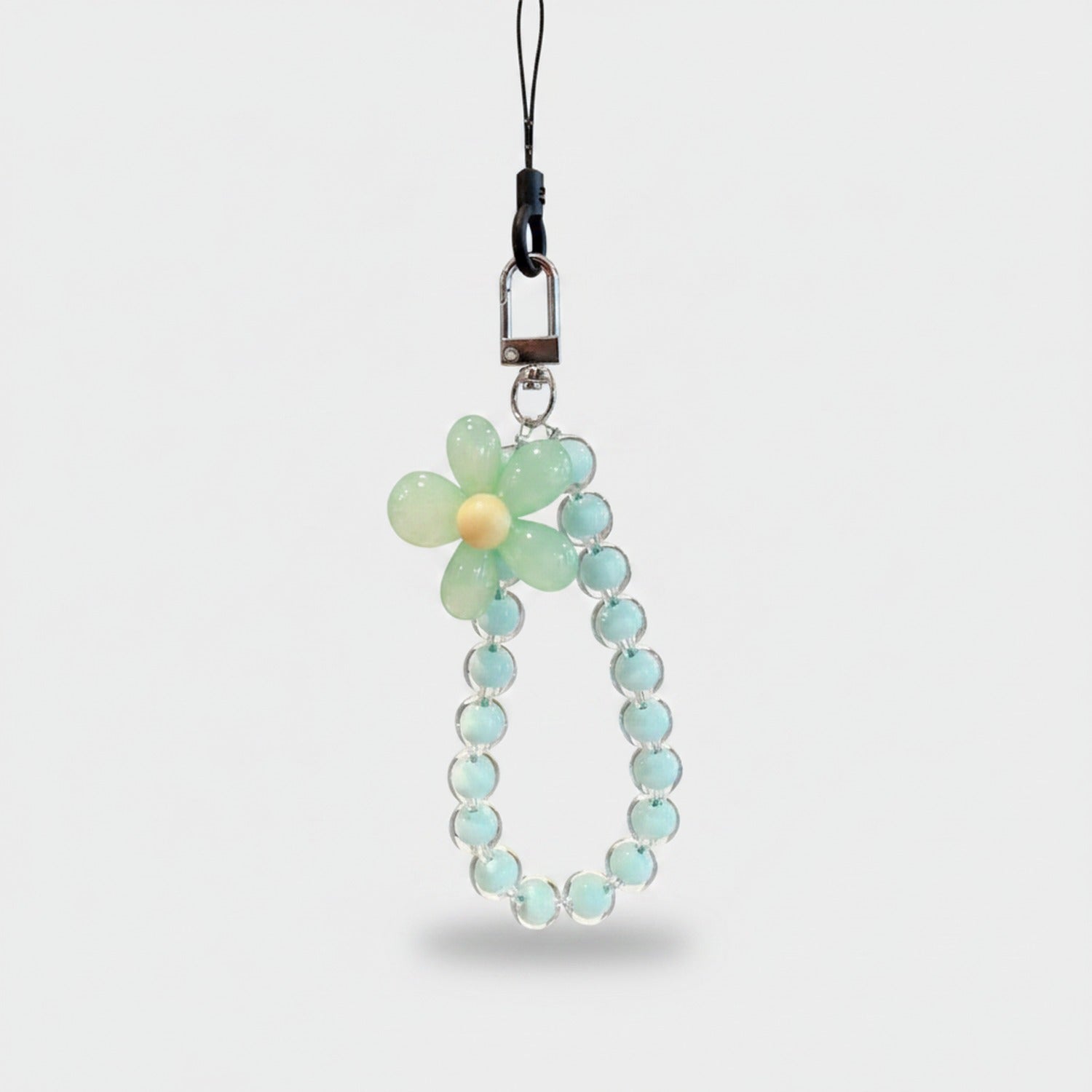Beaded Flower Acrylic Keyring With Charm