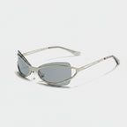 Silver Oval Shield Sunglasses With Tinted Lens