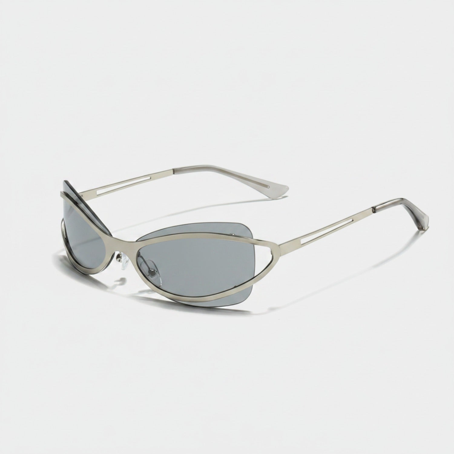 Silver Oval Shield Sunglasses With Tinted Lens