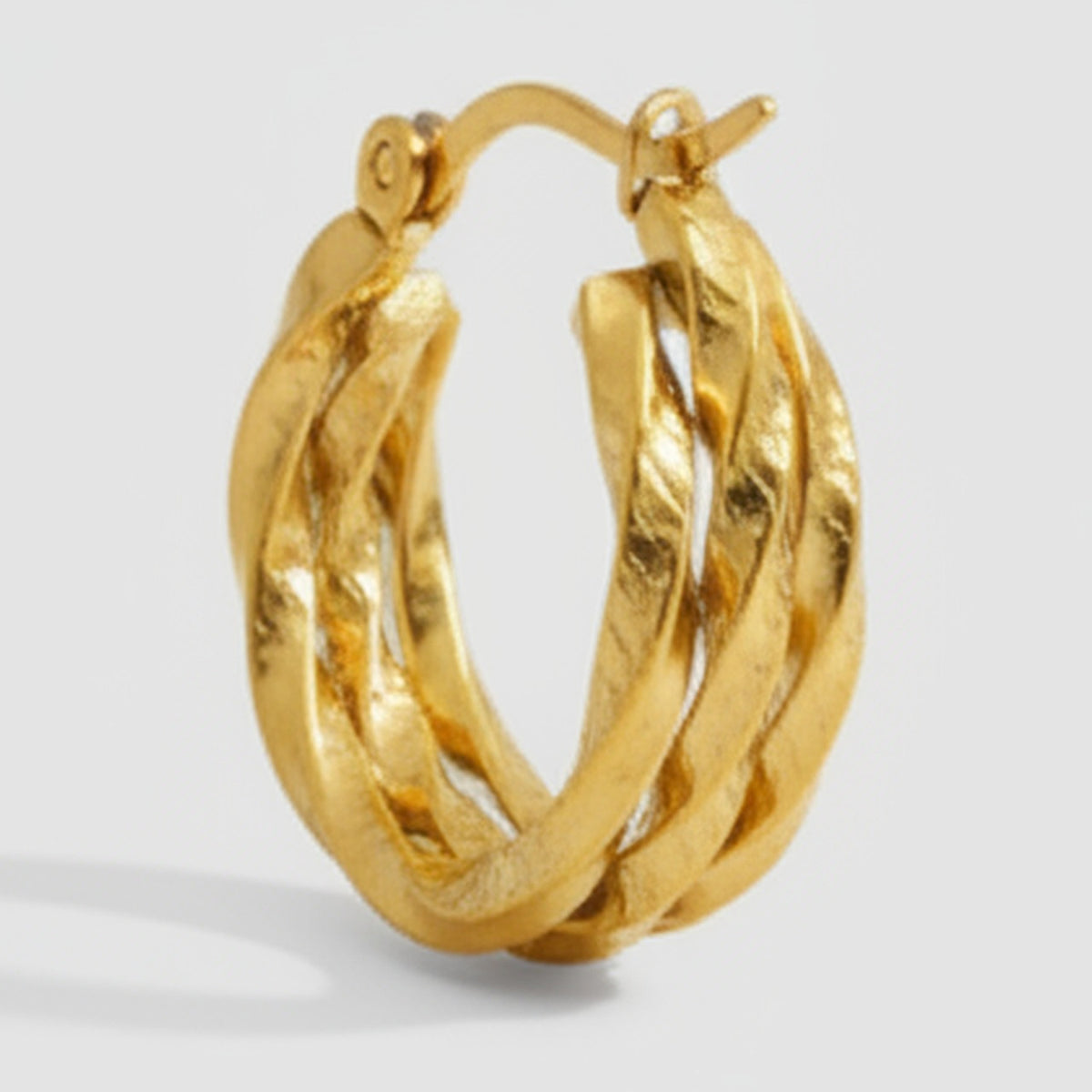 Twisted Gold Hoop Earrings Gold
