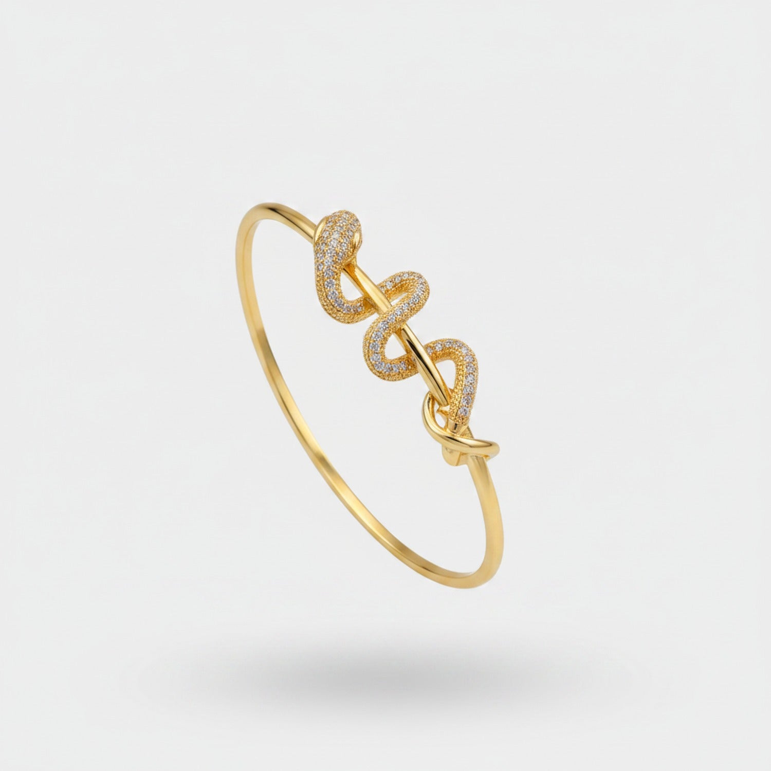Silver Rhinestone Twisted Open Cuff Bracelet