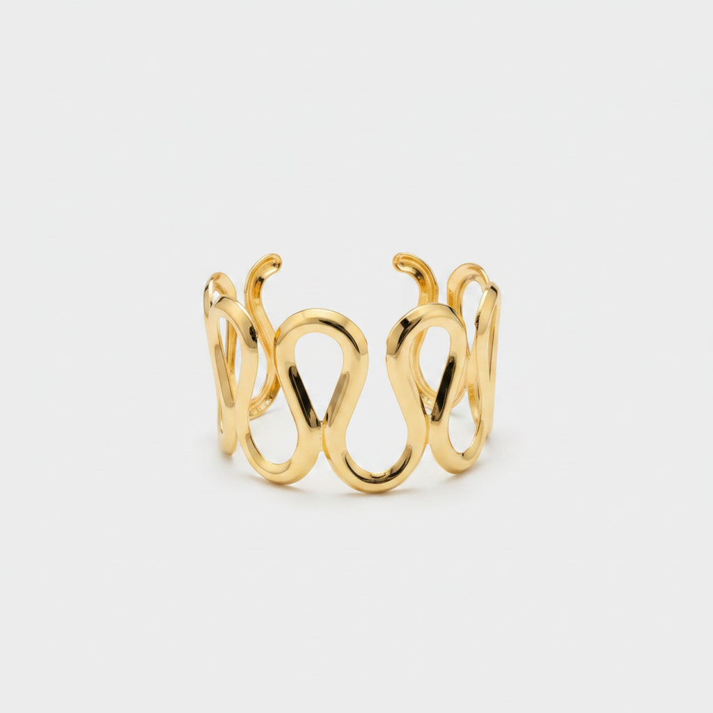 Gold Chunky Loop Statement Cuff Bracelet