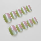 Ombre Shimmer Nail Set - Green To Pink Ombre