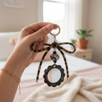 Tortoiseshell Flower Keyring With Fuzzy Charm