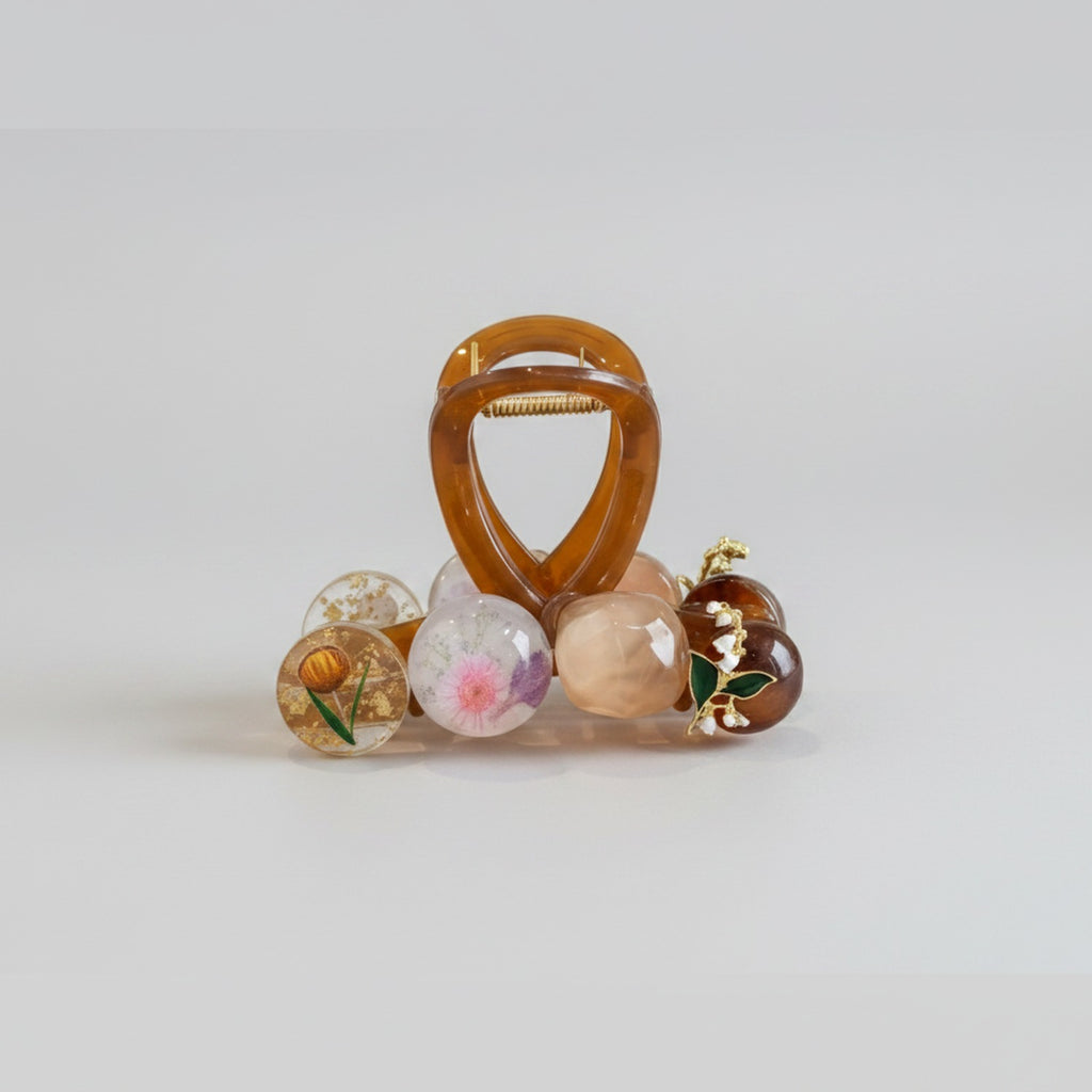 Tortoiseshell Hair Claw With Flower Charms