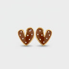 Chocolate Heart Polka Dot Stud Earrings