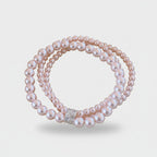 Pink Pearl Beaded Multi-Strand Bracelet with Rhinestone Clasp