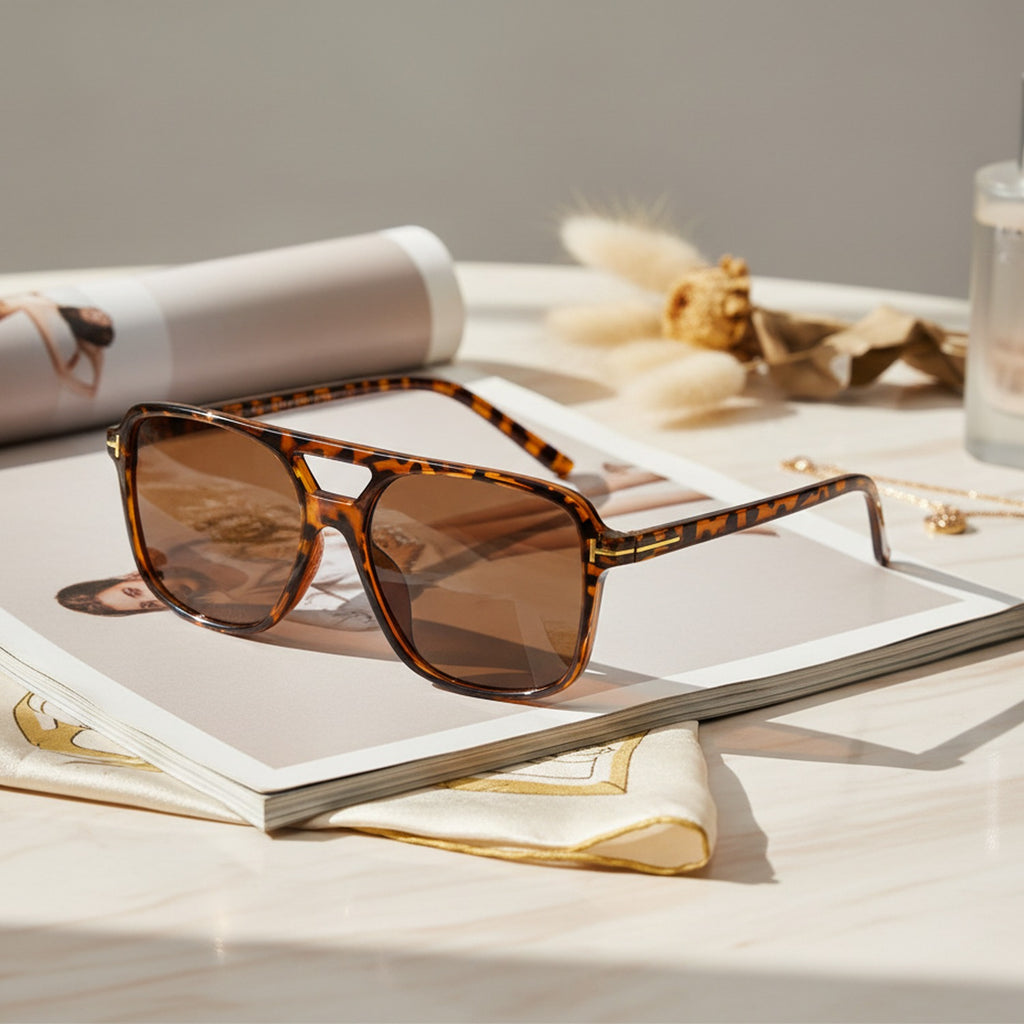 Tortoiseshell Aviator Sunglasses Brown Lens