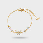 Gold Crystal Star & Flower Chain Bracelet
