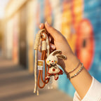 Cute Rabbit Acrylic Keyring With Tassel Charm