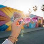 Purple Glitter Oval Sunglasses With Spike Eyelash Details