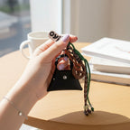 Pink Acrylic Keyring With Braided Rope Charm