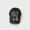 Black Polka Dot Baseball Cap with Anime Girl Graphic