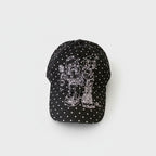 Black Polka Dot Baseball Cap with Anime Girl Graphic