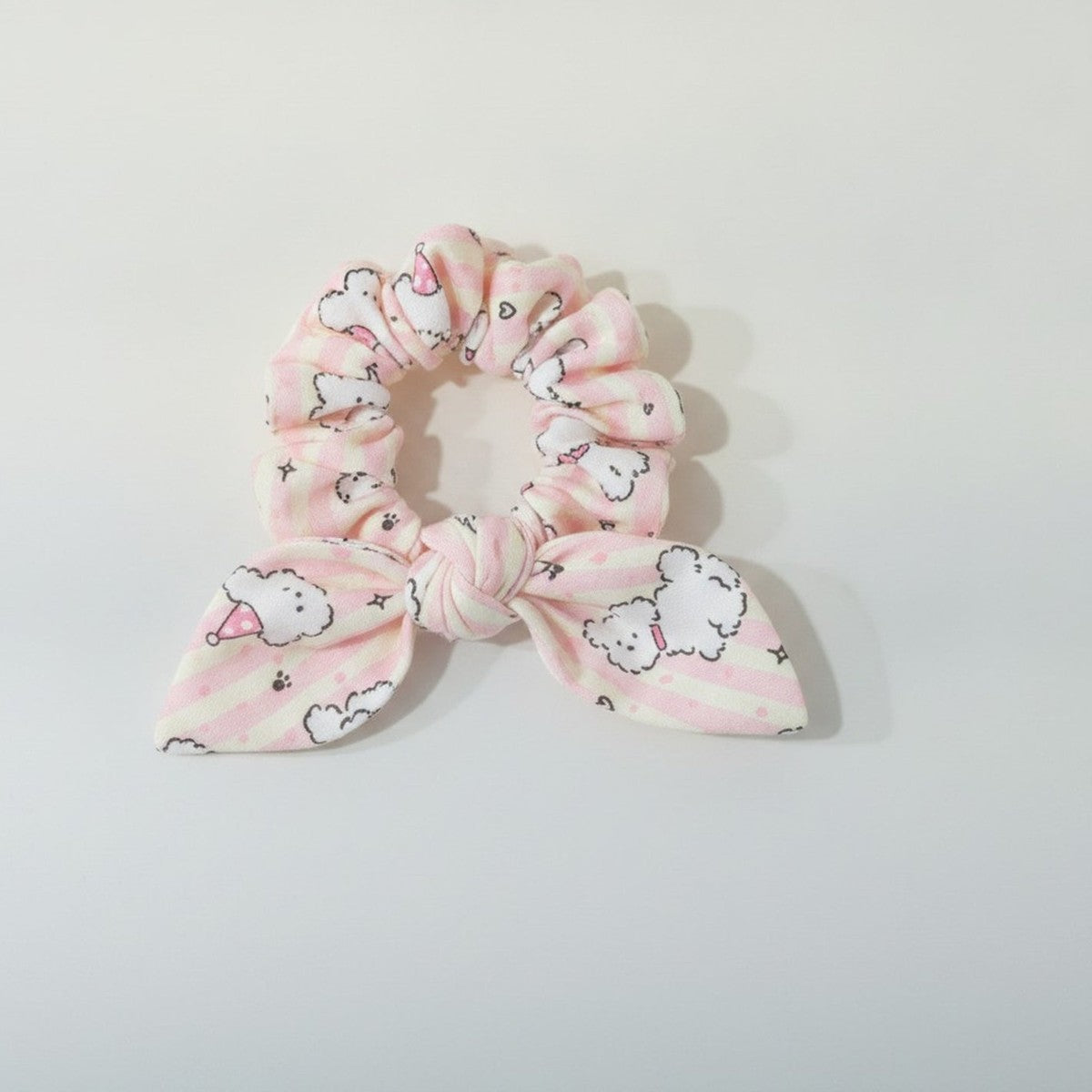Striped Puppy Print Hair Scrunchie – hair accessories (view 1)